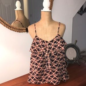 Flowy pink and blue paisley tank top